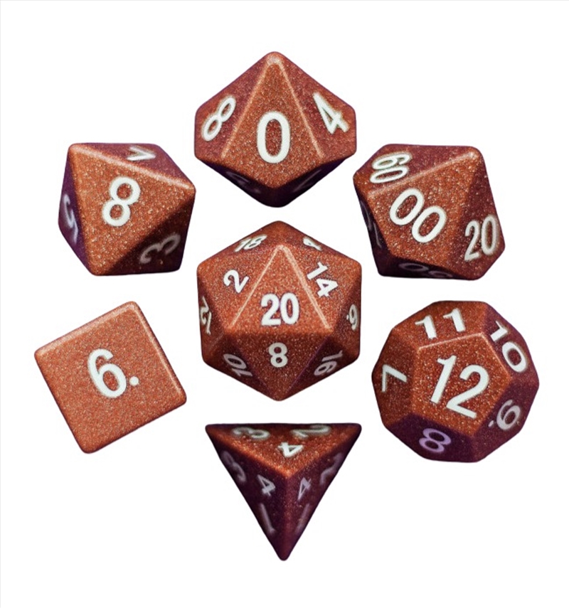 MDG 16mm Polyhedral Dice Set: Goldstone/Product Detail/Dice Games
