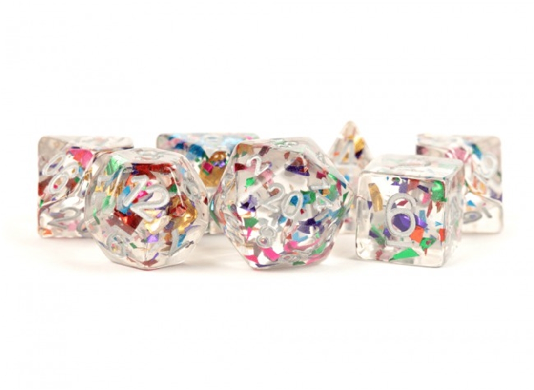 MDG 16mm Resin Polyhedral Dice Set: Rainbow Foil/Product Detail/Dice Games