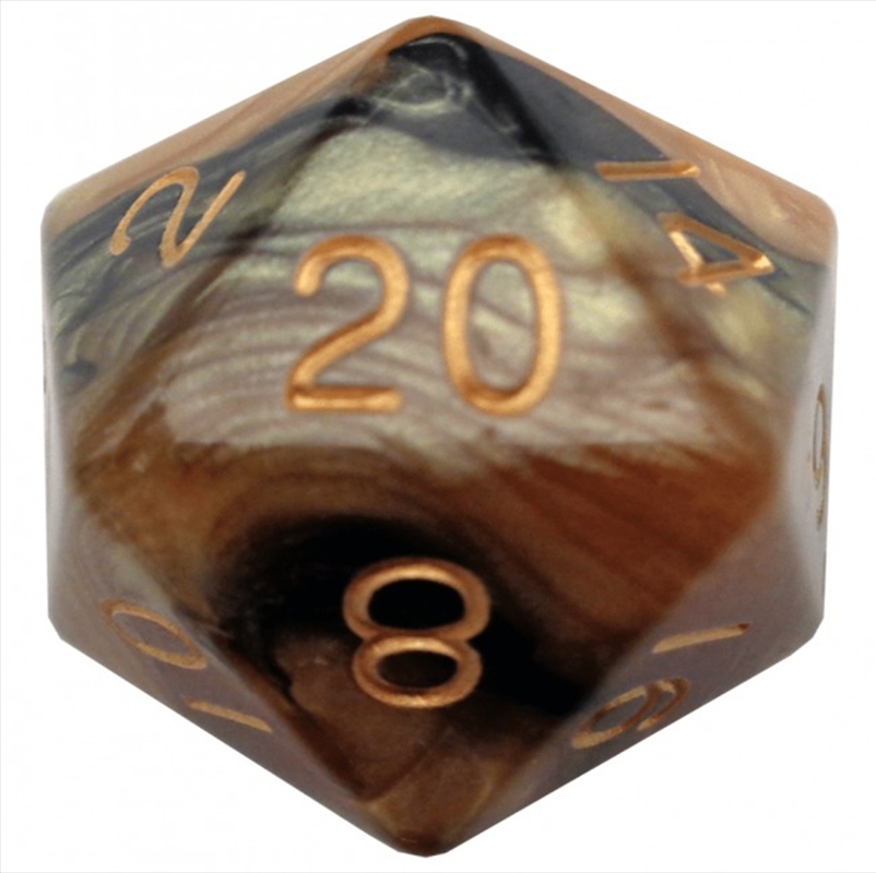MDG 35mm Mega Acrylic d20 Dice: Black/Yellow w/ Gold Numbers/Product Detail/Dice Games