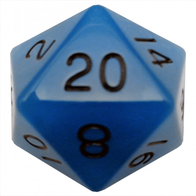 MDG 35mm Mega Acrylic d20 Dice: Glow Blue with Black Numbers/Product Detail/Dice Games