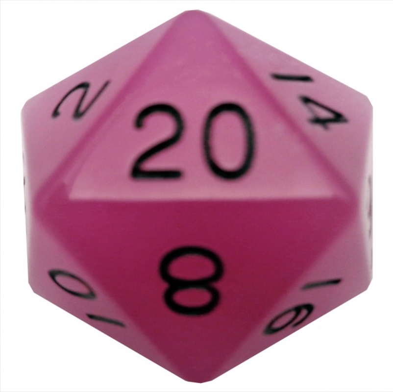 MDG 35mm Mega Acrylic d20 Dice: Glow Purple with Black Numbers/Product Detail/Dice Games