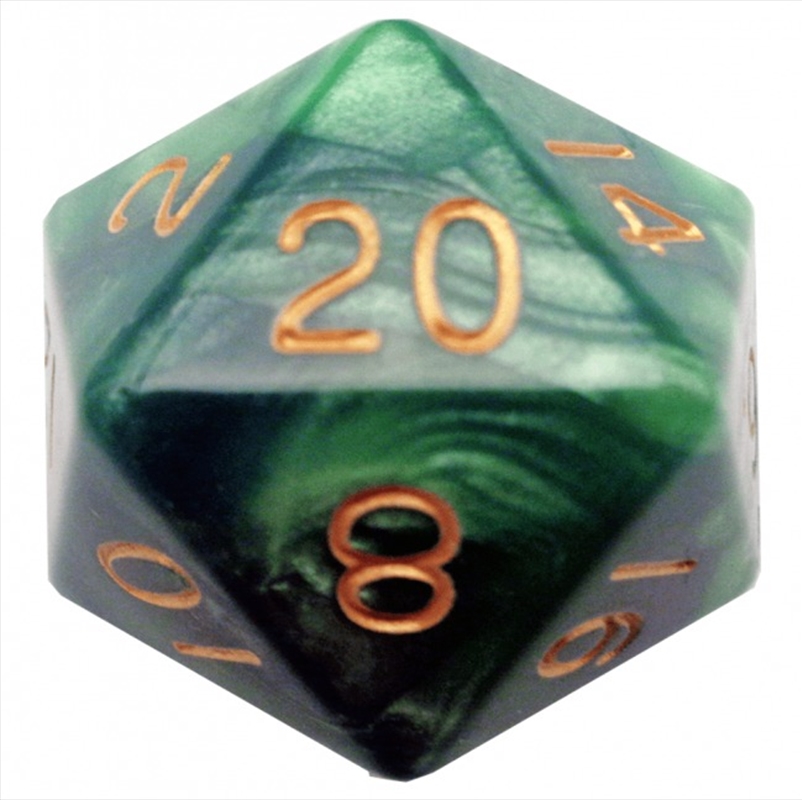 MDG 35mm Mega Acrylic d20 Dice: Green/Light Green w/ Gold Numbers/Product Detail/Dice Games