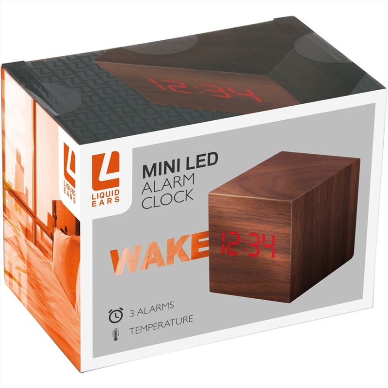 Liquid Ears Mini LED Alarm Clock - Walnut/Product Detail/Clocks
