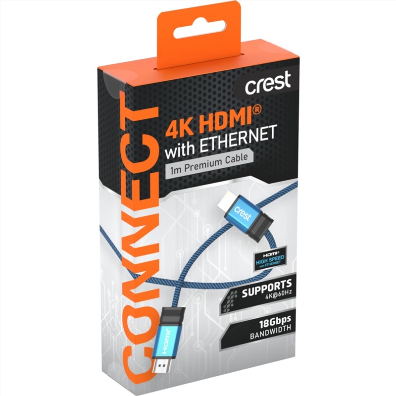 Crest HDMI Cable with Ethernet 18Gbps 1m/Product Detail/Consoles & Accessories