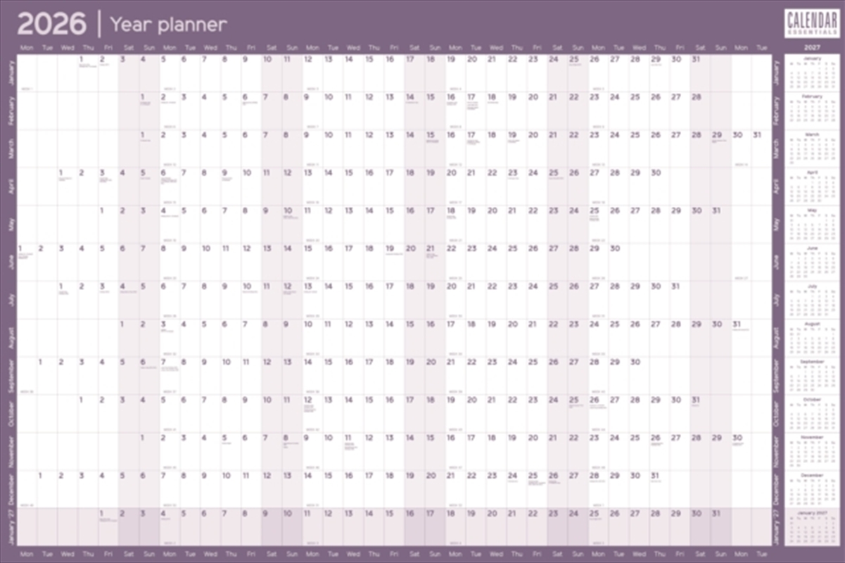 Essential Roll Planner Calendar 2026/Product Detail/Calendars & Diaries