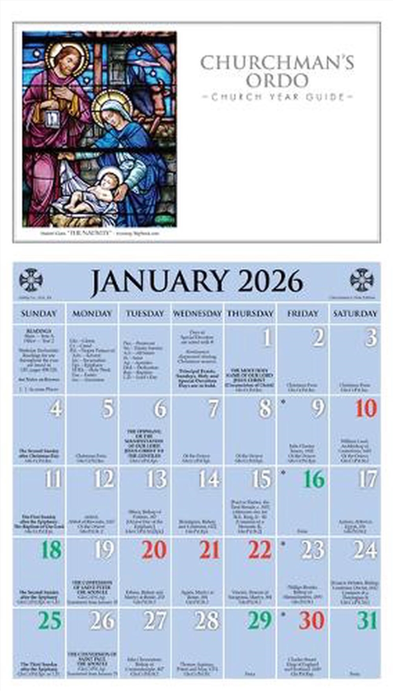 2026 Churchman's Ordo Kalendar/Product Detail/Calendars & Diaries