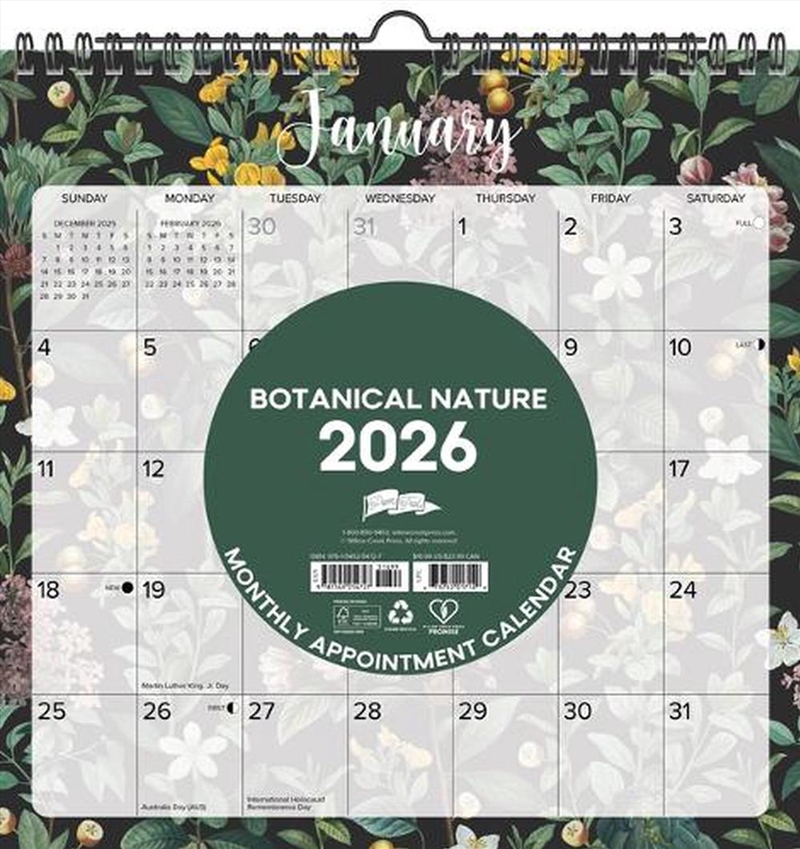 Botanical Nature 2026 12 X 12 Spiral Wall Calendar/Product Detail/Calendars & Diaries