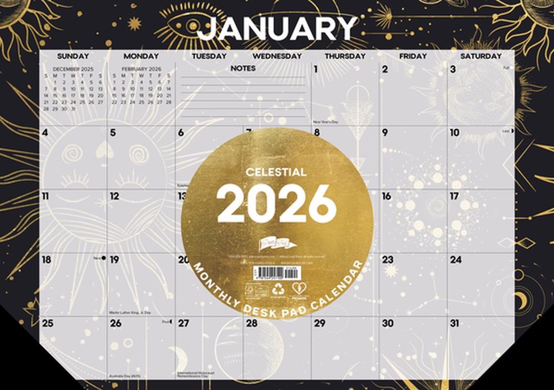 Celestial 2026 17 X 12 Small Monthly Deskpad/Product Detail/Calendars & Diaries