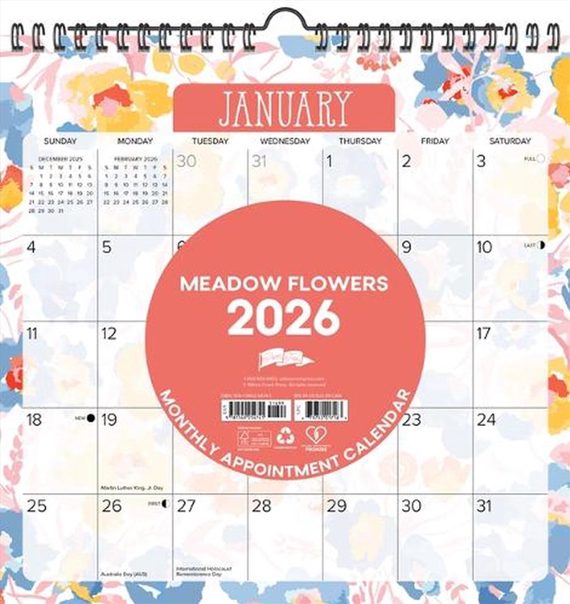 Meadow Flowers 2026 12 X 12 Spiral Wall Calendar/Product Detail/Calendars & Diaries