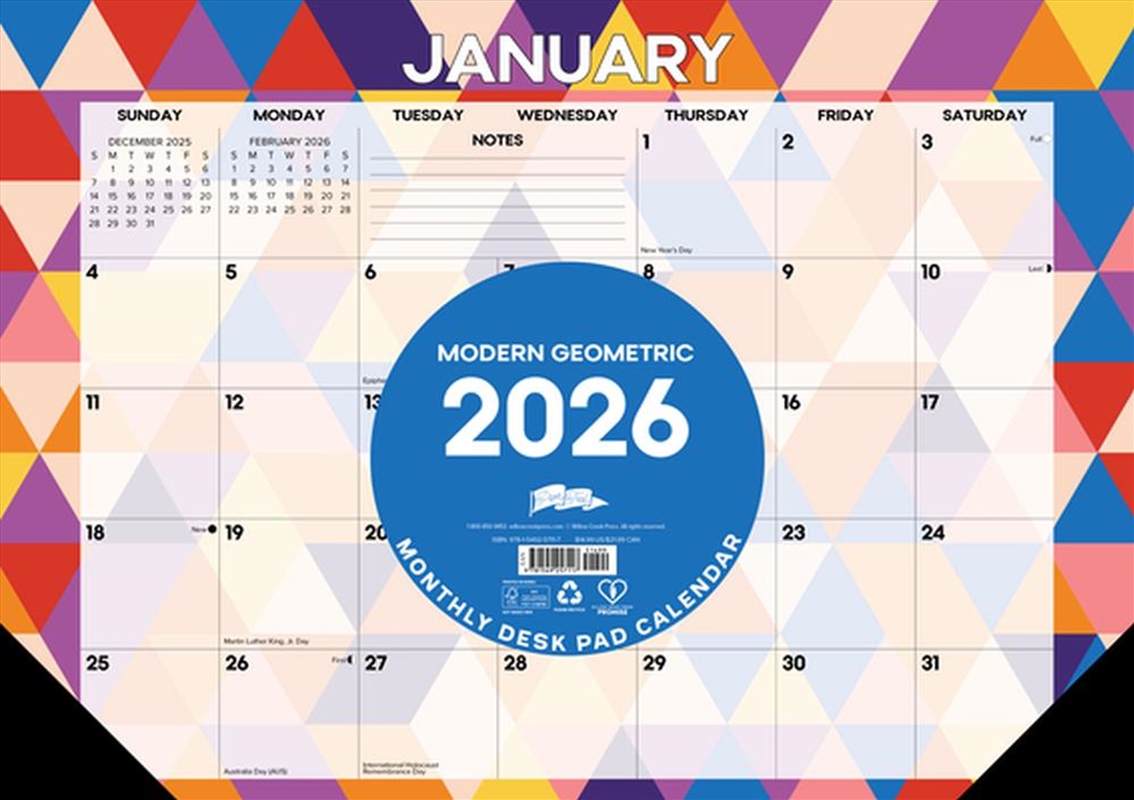 Modern Geometric 2026 17 X 12 Small Monthly Deskpad/Product Detail/Calendars & Diaries