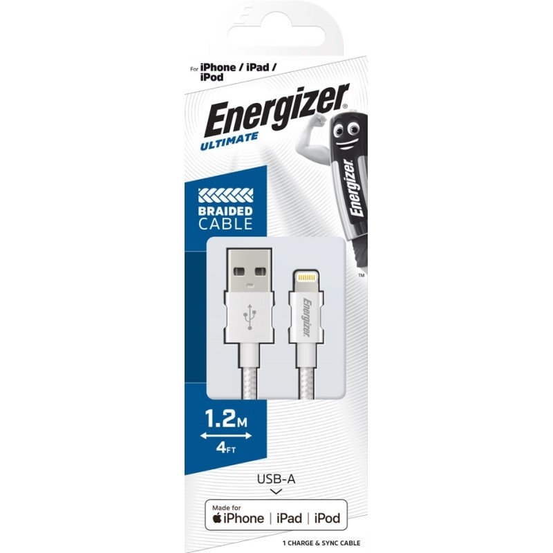 Energizer iPhone (Lightning) Braided Cable 1.2 Metre/Product Detail/Consoles & Accessories