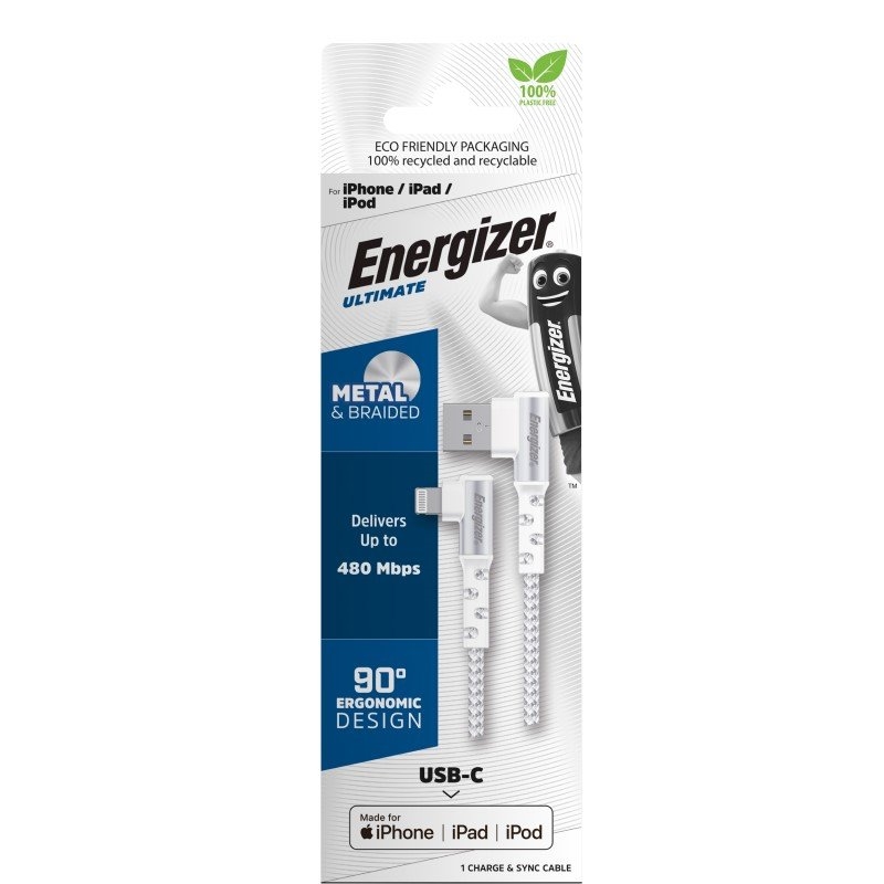 Energizer iPhone (Lightning) Cable 90 Degree Angled 2 Metre/Product Detail/Consoles & Accessories