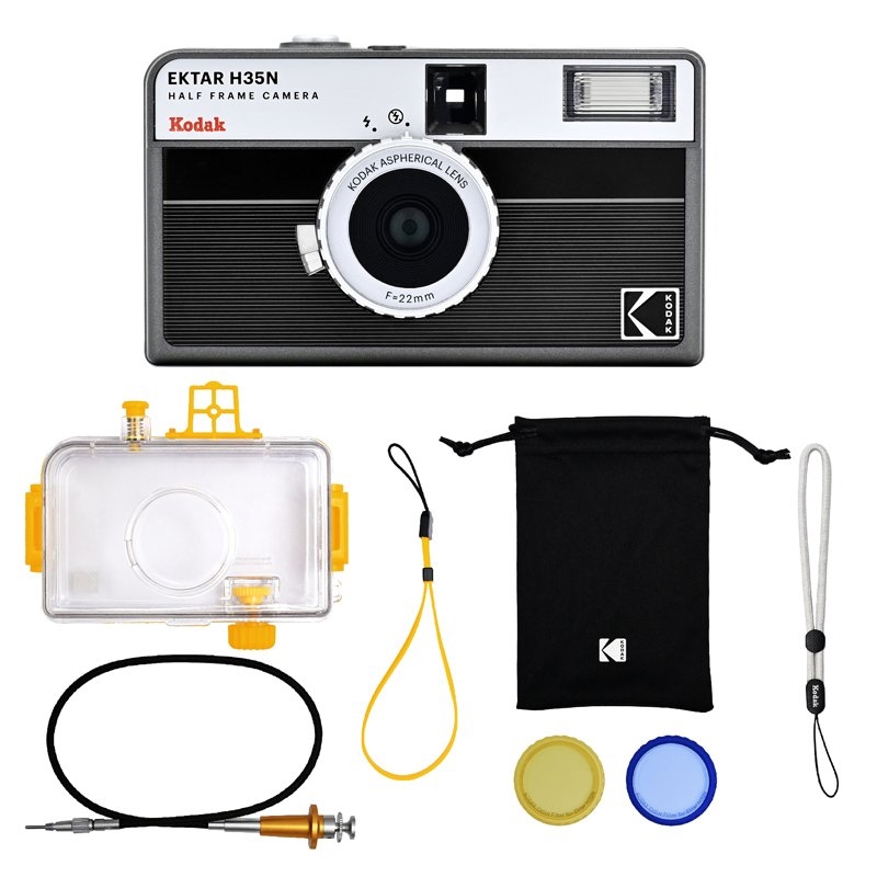Kodak Ektar H35N Half Frame Camera Premium Kit Colour: Striped Black/Product Detail/Cameras