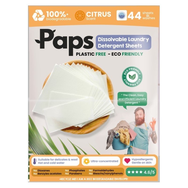 Paps Dissolvable Laundry Detergent Sheets Scent: Citrus/Product Detail/Cleaners