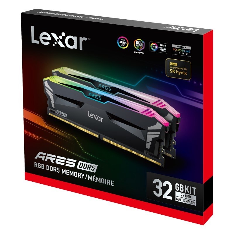 Lexar RAM ARES DDR5 Desktop Memory with Heatsink Capacity: 32GB Kit (16GBx2)/Product Detail/Electronics