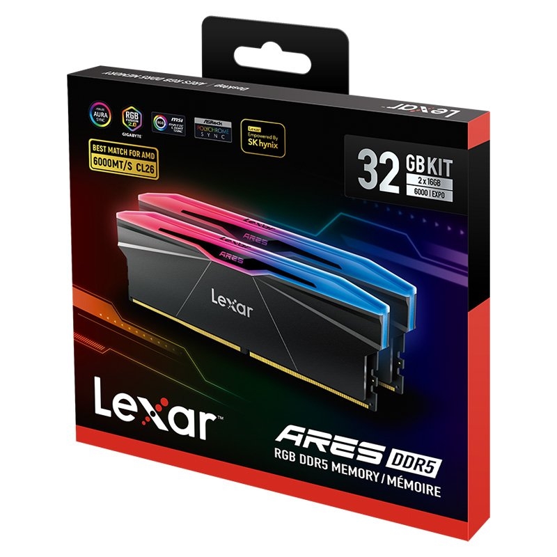 Lexar ARES RGB 2nd Gen DDR5 Desktop Memory 6800MT/s Capacity: 32GB (16GBX2)/Product Detail/Electronics