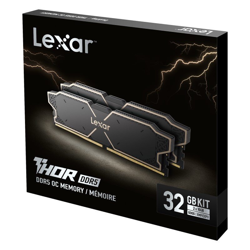 Lexar RAM THOR DDR5 OC 6000 MT/s Desktop Memory 32 GB Kit (16GBx2) Black/Product Detail/Electronics