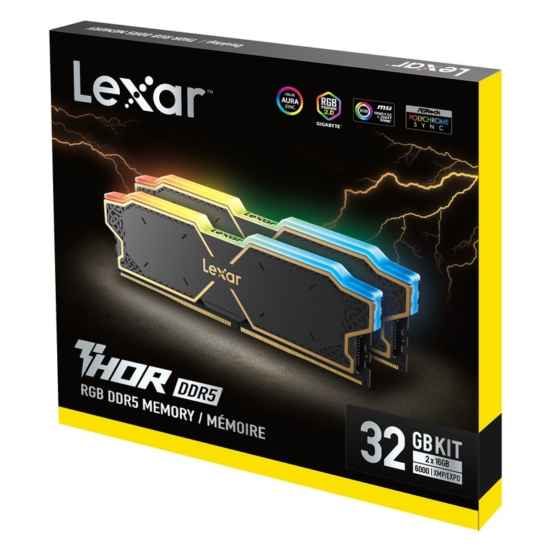 Lexar RAM THOR DDR5 OC 6000 MT/s Desktop Memory Capacity: 32GB Kit (16GBx2) RBG BLACK/Product Detail/Electronics