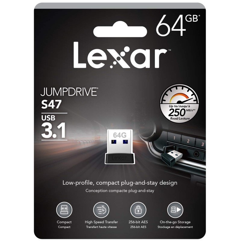 Lexar Jumpdrive S47 Plug N Stay USB 3.1 Flash Drive Capacity: 64GB/Product Detail/Electronics
