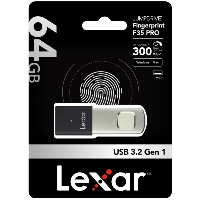 Lexar JumpDrive Fingerprint F35 PRO USB 3.2 Capacity: 64GB/Product Detail/Electronics