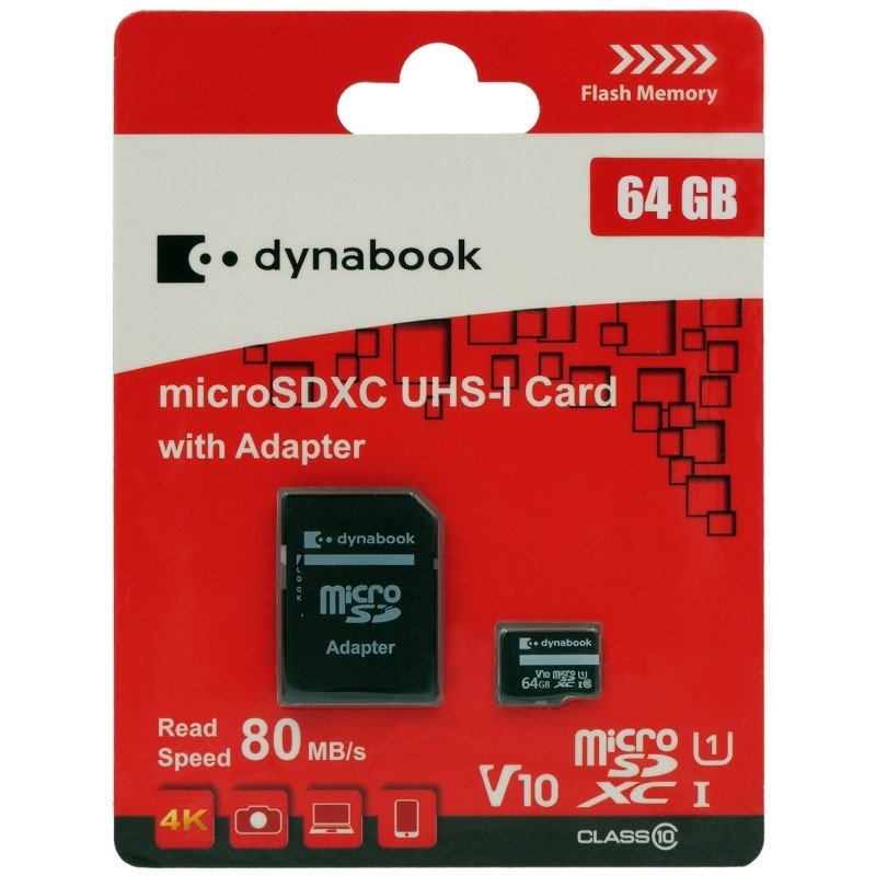Dynabook microSDHC UHS-I SDMI Card with Adapter Capacity: 64GB/Product Detail/Electronics
