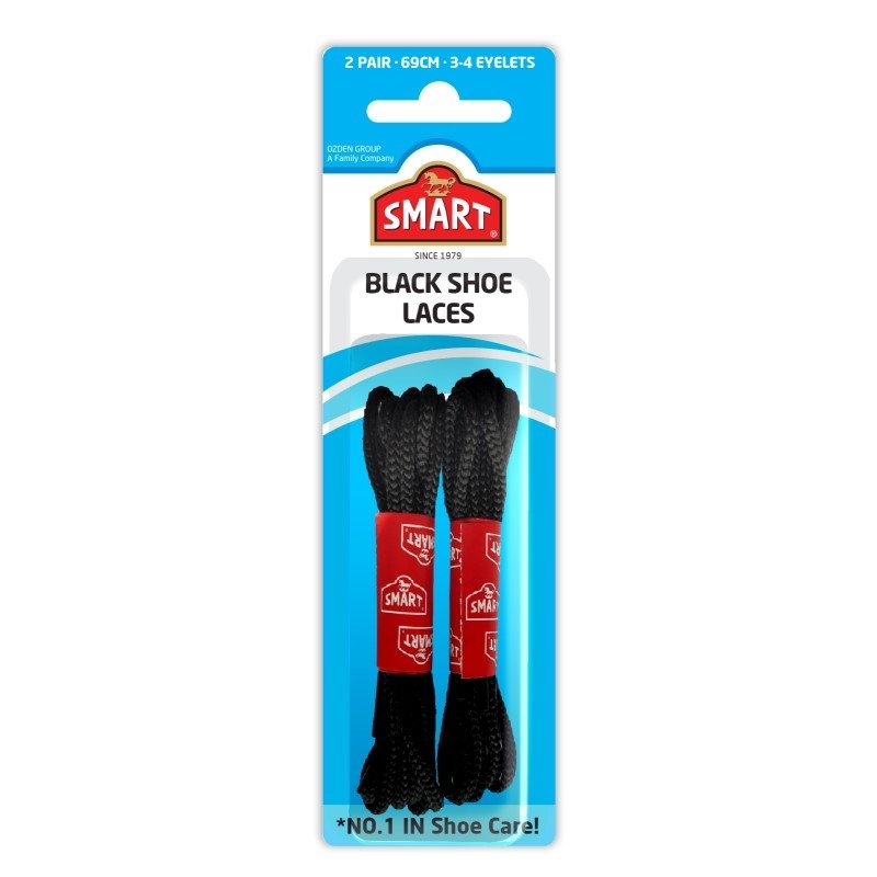 SMART Shoe Laces 2 pairs 69cm Colour: Black/Product Detail/Footwear