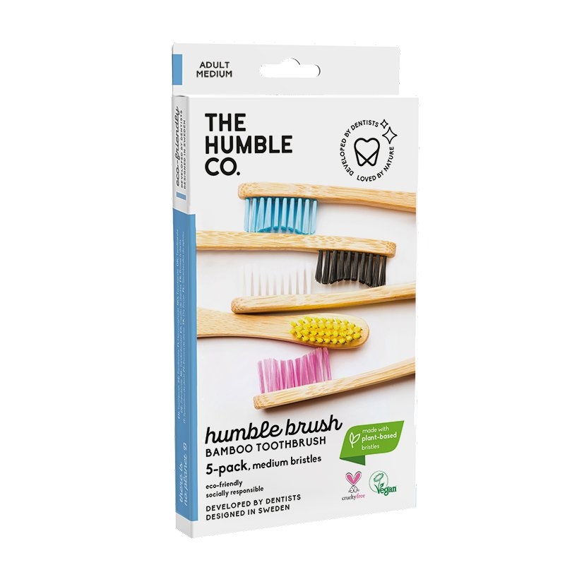 The Humble Co. Bamboo Toothbrush - Medium 5 Pack - Assorted Colours/Product Detail/Accessories