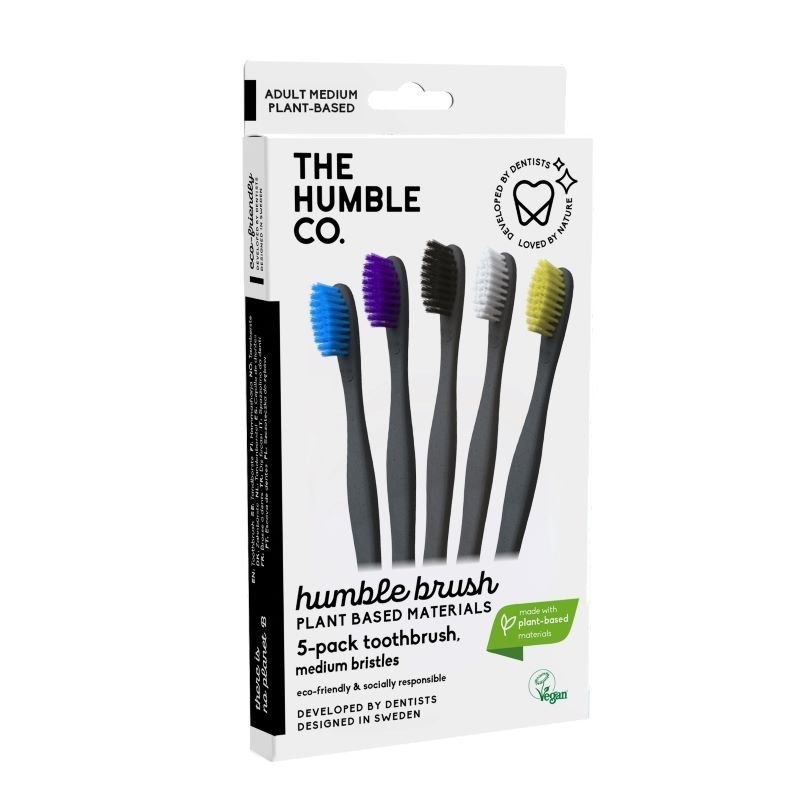The Humble Co. Plant-Based Toothbrush - Medium 5 Pack - Assorted Colours/Product Detail/Accessories