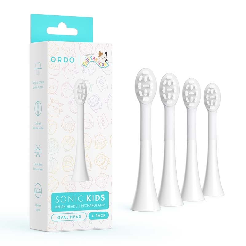 Ordo Sonic Kids Squishmallows Rechargeable Brushheads 4pk- White Colour: White/Product Detail/Accessories
