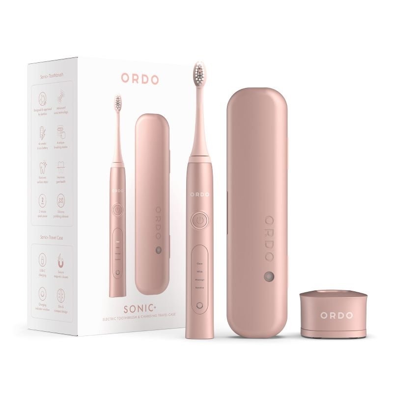 Ordo Sonic+ Toothbrush & Charging Travel Case Bundle Colour: Rose Gold/Product Detail/Accessories