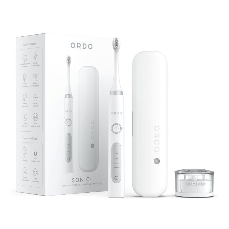 Ordo Sonic+ Toothbrush & Charging Travel Case Bundle Colour: White/Silver/Product Detail/Accessories
