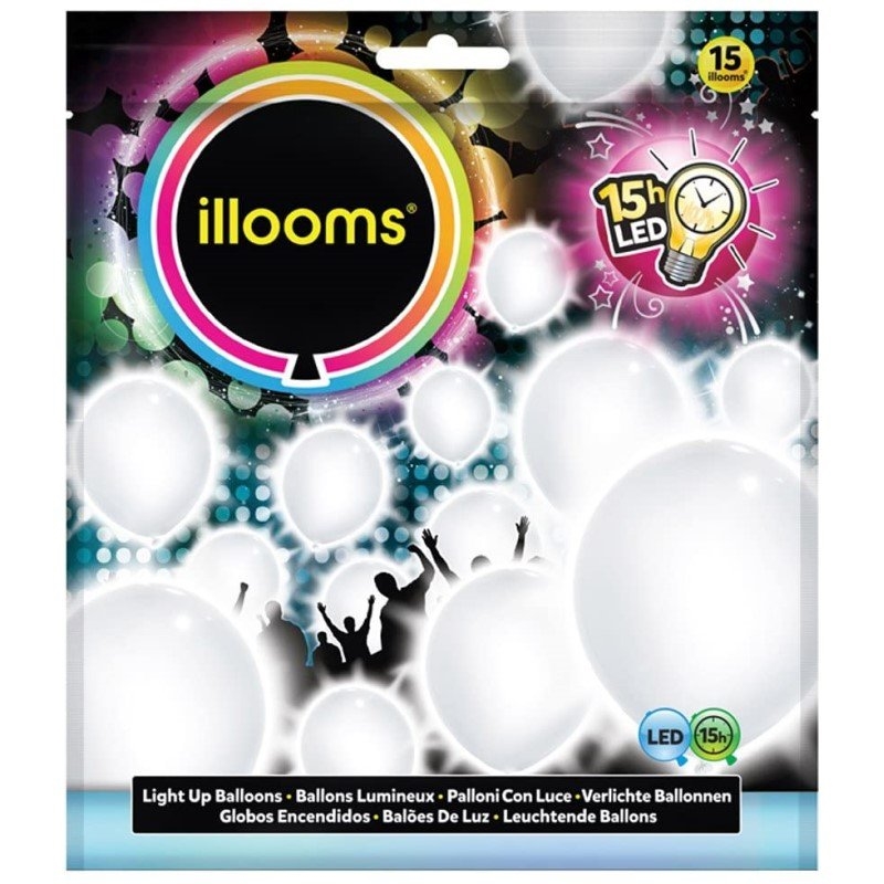 illooms Light-Up LED Balloon 15 Pack Design: White/Product Detail/Party