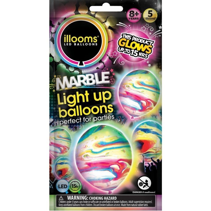 illooms Light-Up LED Balloon 5 Pack Design: Marble/Product Detail/Party