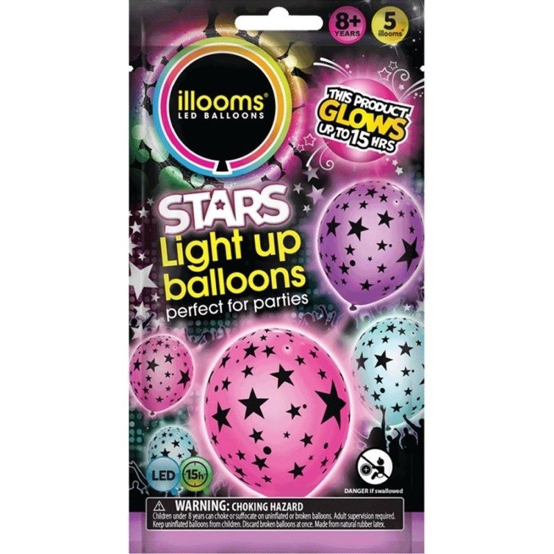 illooms Light-Up LED Balloon 5 Pack Design: Stars/Product Detail/Party