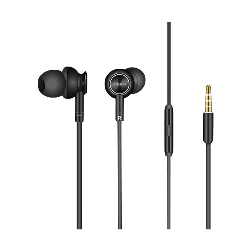 Aiwa In-Ear Gel Performance Wired Earbuds with Mic - Black/Product Detail/Headphones