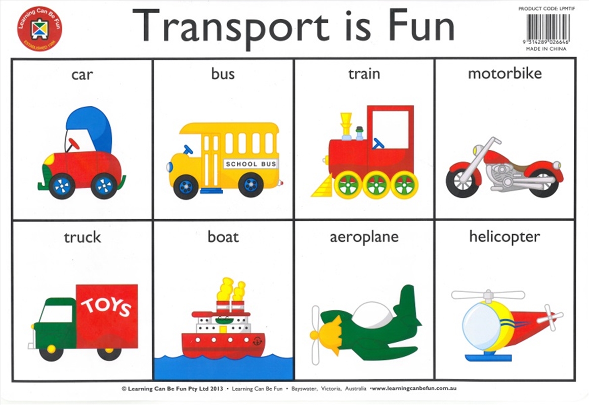 Learning Can Be Fun Mat: Transport Is Fun/Product Detail/Children