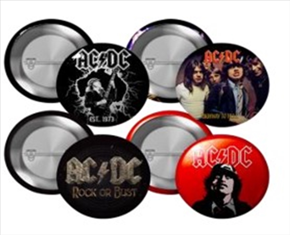 AC/DC Set Of 4 Badges/Product Detail/Buttons & Pins