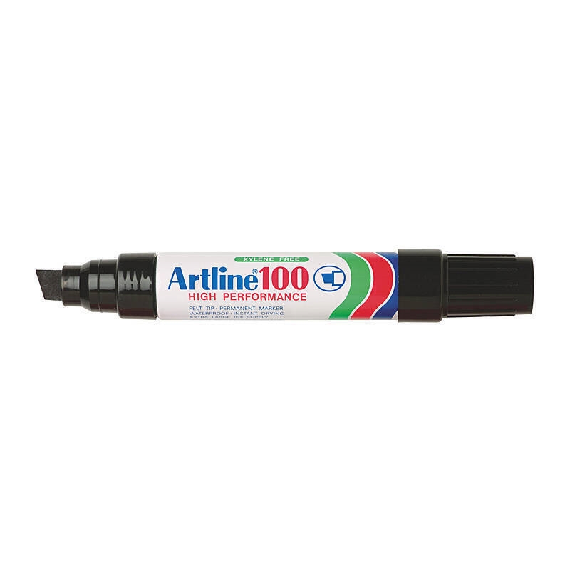 Artline 100 Permanent Marker 12mm Chisel Black Bx6/Product Detail/Stationery