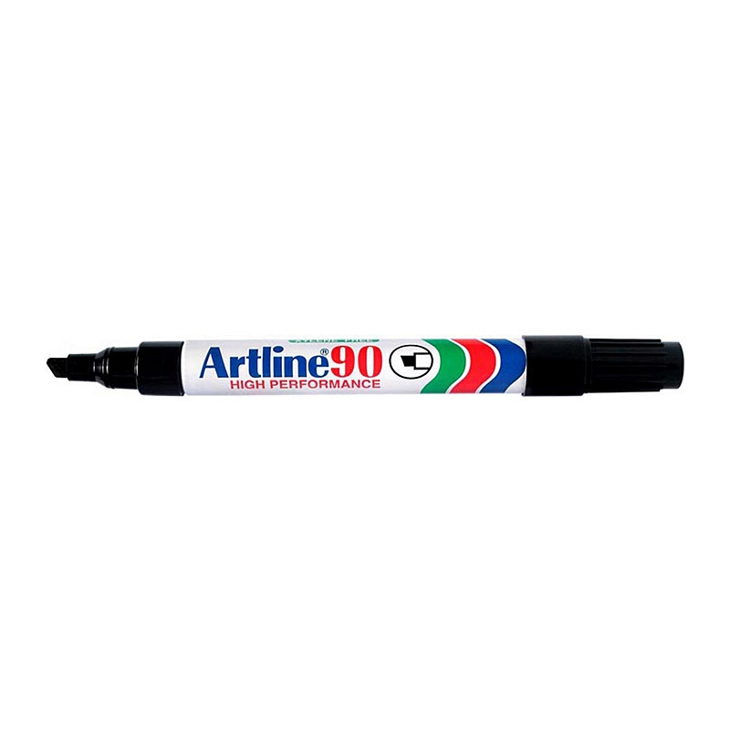 Artline 90 Permanent Marker 5mm Chisel Black Bx12/Product Detail/Stationery