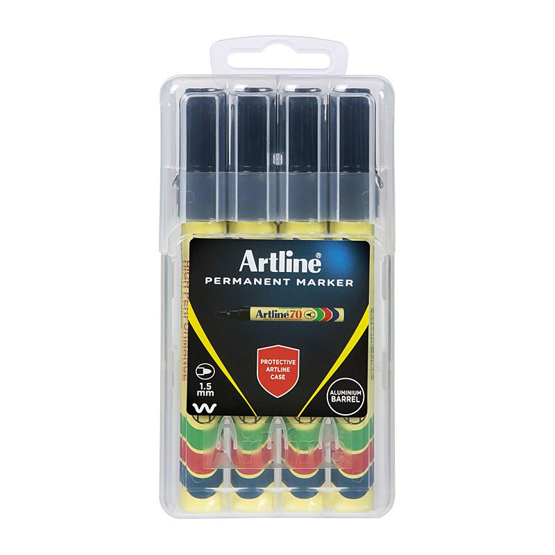 Artline 70 Permanent Marker Black Hard Case Pk4/Product Detail/Stationery