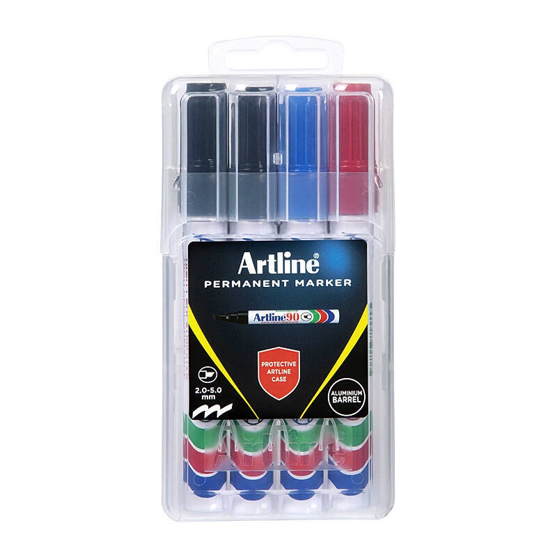 Artline 90 Permanent Marker Chisel Asst H/Case Pk4/Product Detail/Stationery