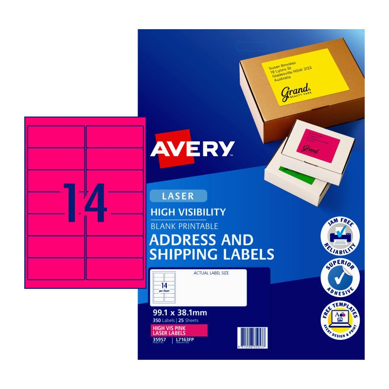 AV LsrLb Pnk L7163FP 14Up Pk25/Product Detail/Stationery