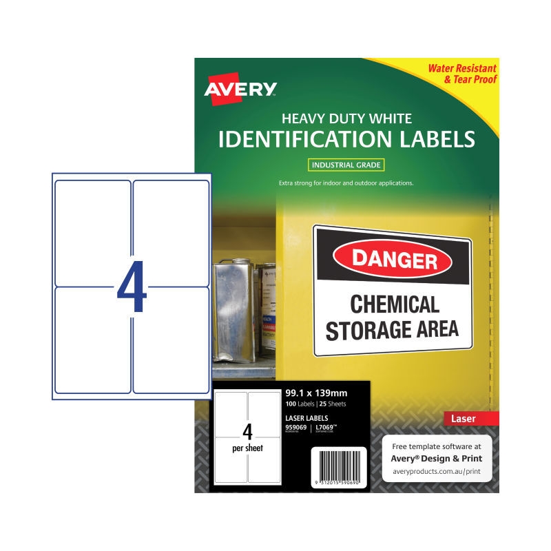 Avery LaserLbl L7069 4Up Pk25/Product Detail/Stationery
