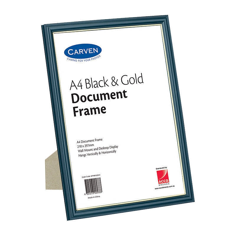 Carven Document Frame Black/Gold A4/Product Detail/Stationery