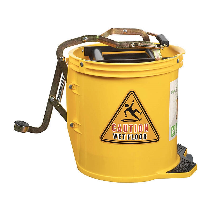 Cleanlink H/Duty Mop Bucket Metal Wringer 16L Ylw/Product Detail/Cleaners