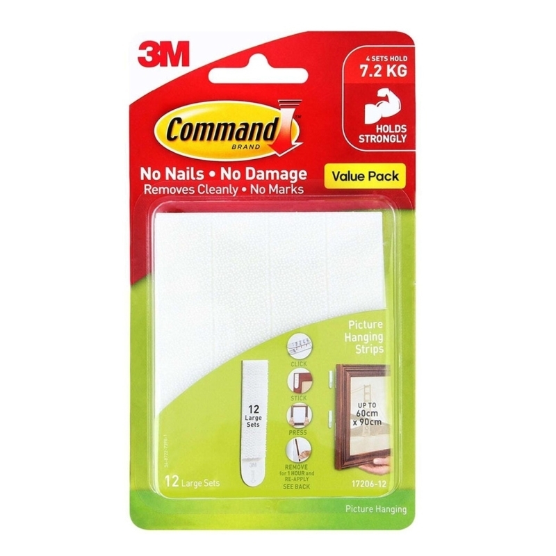 Command 17206-ES12 Large White Picture Hanging Strips Value 12-Pack - Box of 4/Product Detail/Cleaners