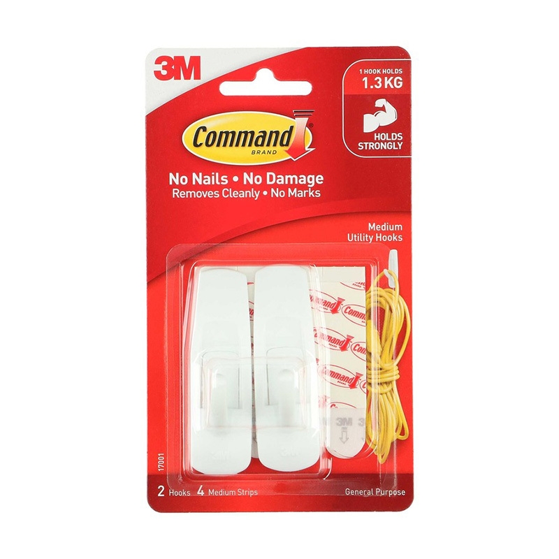 Command 17001 Medium Hooks 2-Pack - Box of 6/Product Detail/Stationery