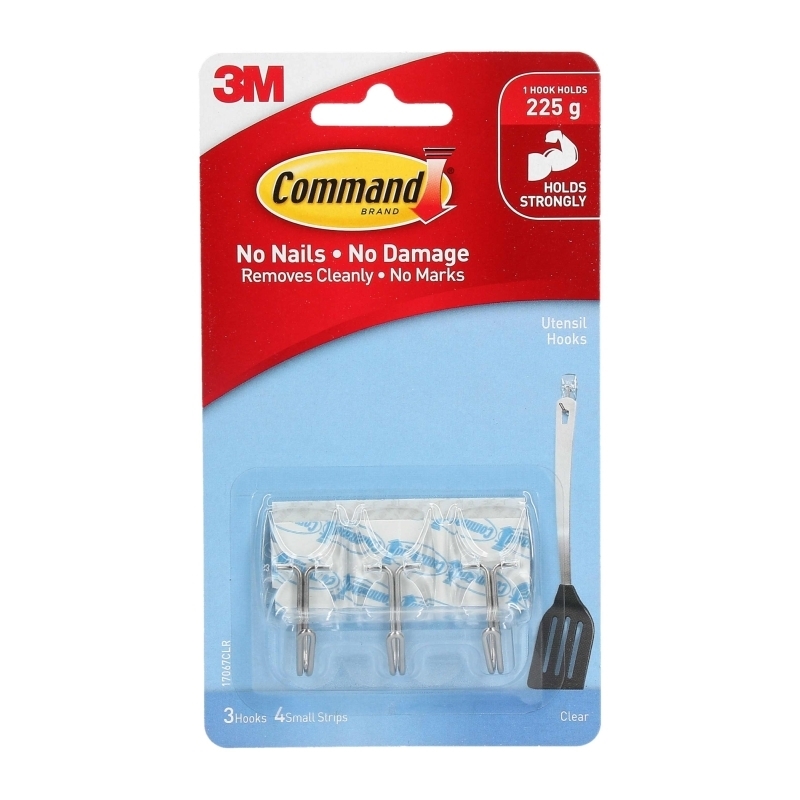 Command 17067CLR Small Clear Utensil Hooks 3-Pack - Box of 6/Product Detail/Stationery