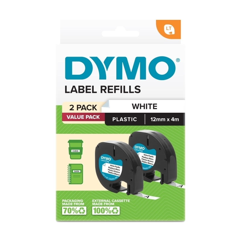 Dymo LetraTag PlasTape Wht Pk2/Product Detail/Stationery