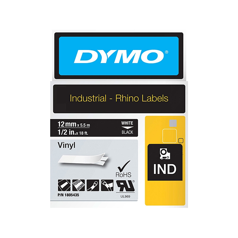Dymo Rhino Vinyl 12mm Tape Blk/Product Detail/Stationery